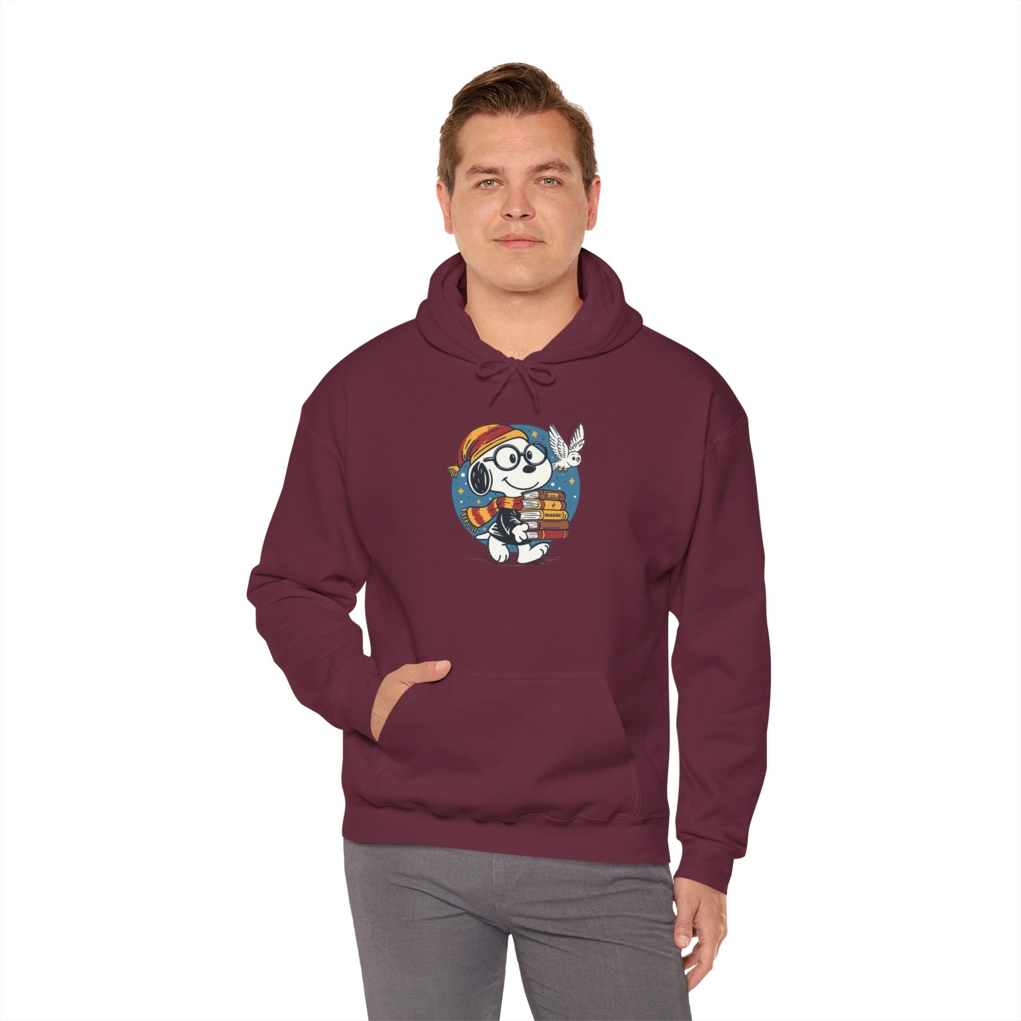 Bookish Dog with Glasses Hoodie | Reading Puppy Graphic Sweatshirt