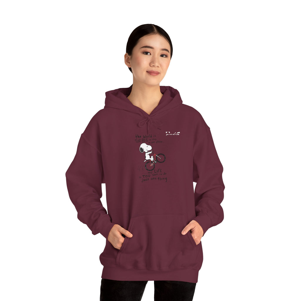 Bicycle Cat Illustration Hoodie | 'the world is too big...a true friend'